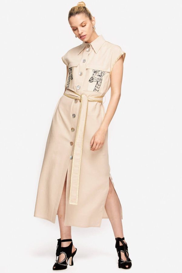 Giraffe Beige Shirt-Dress