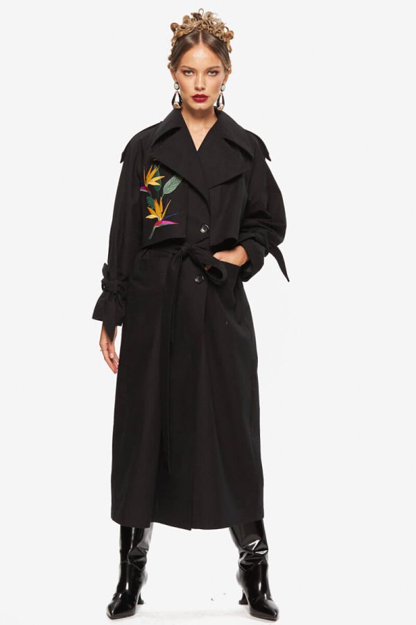 Black Straelitzia Trench Coat
