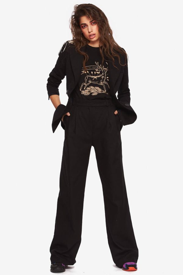 Black Double-Breasted Cotton Blazer