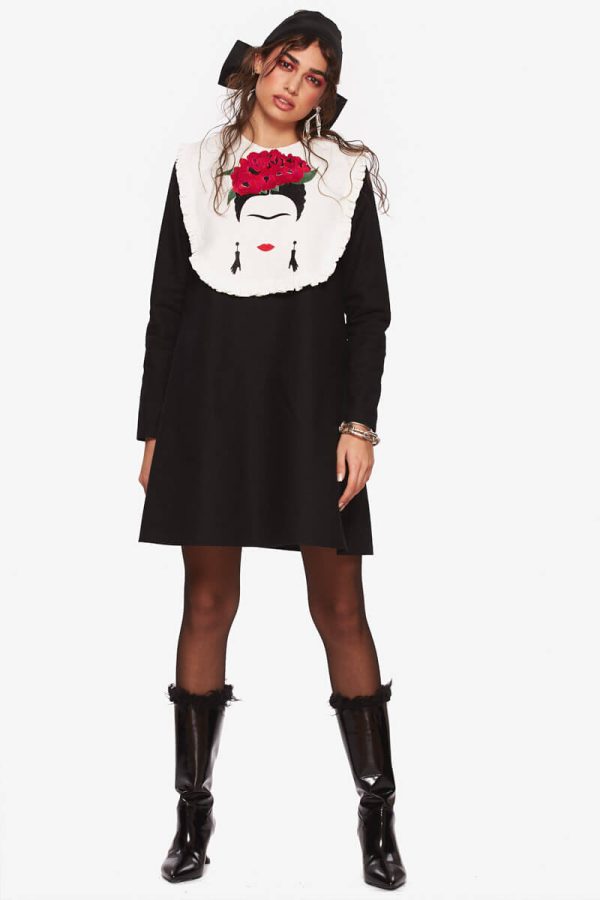 "Frida" Black A Line Dress