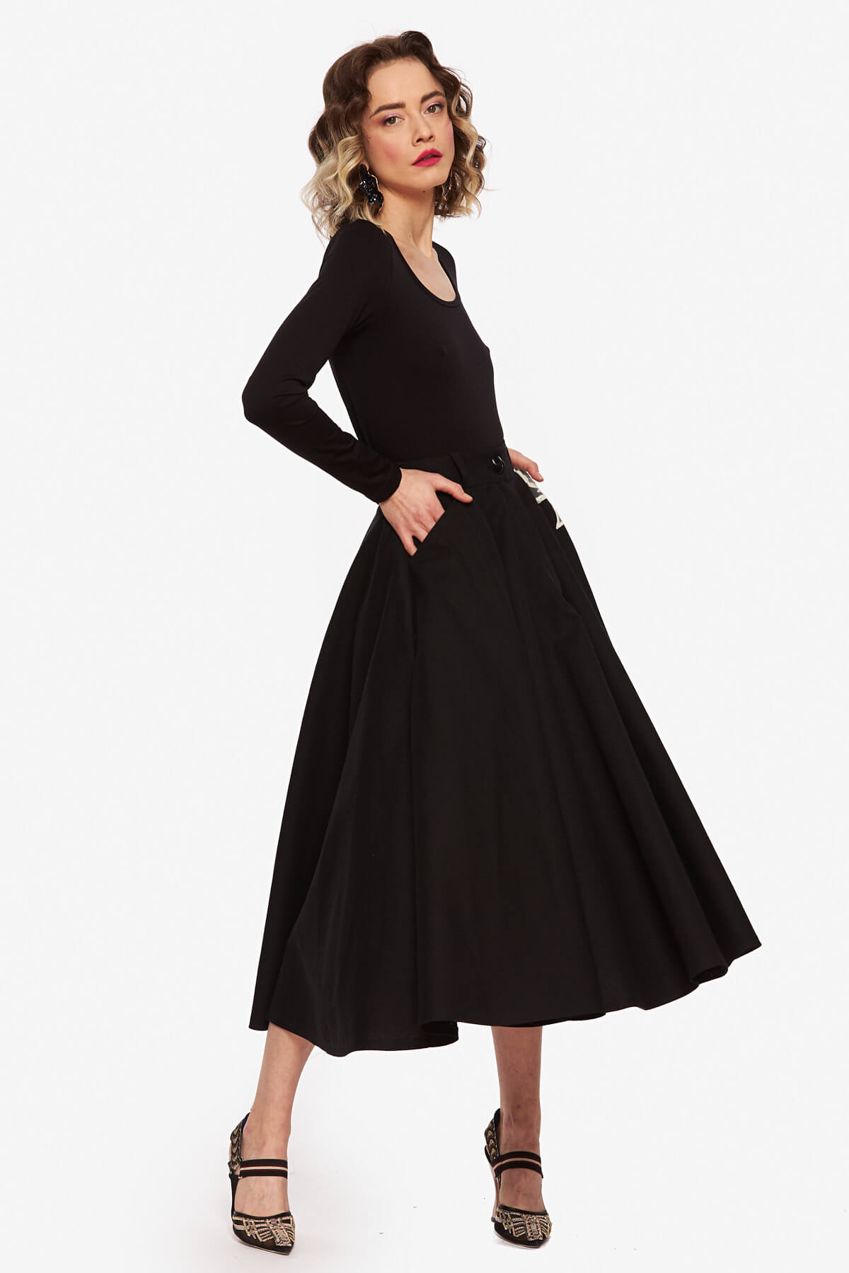 Fusta Neagra Ampla “Funda” - imagine 6