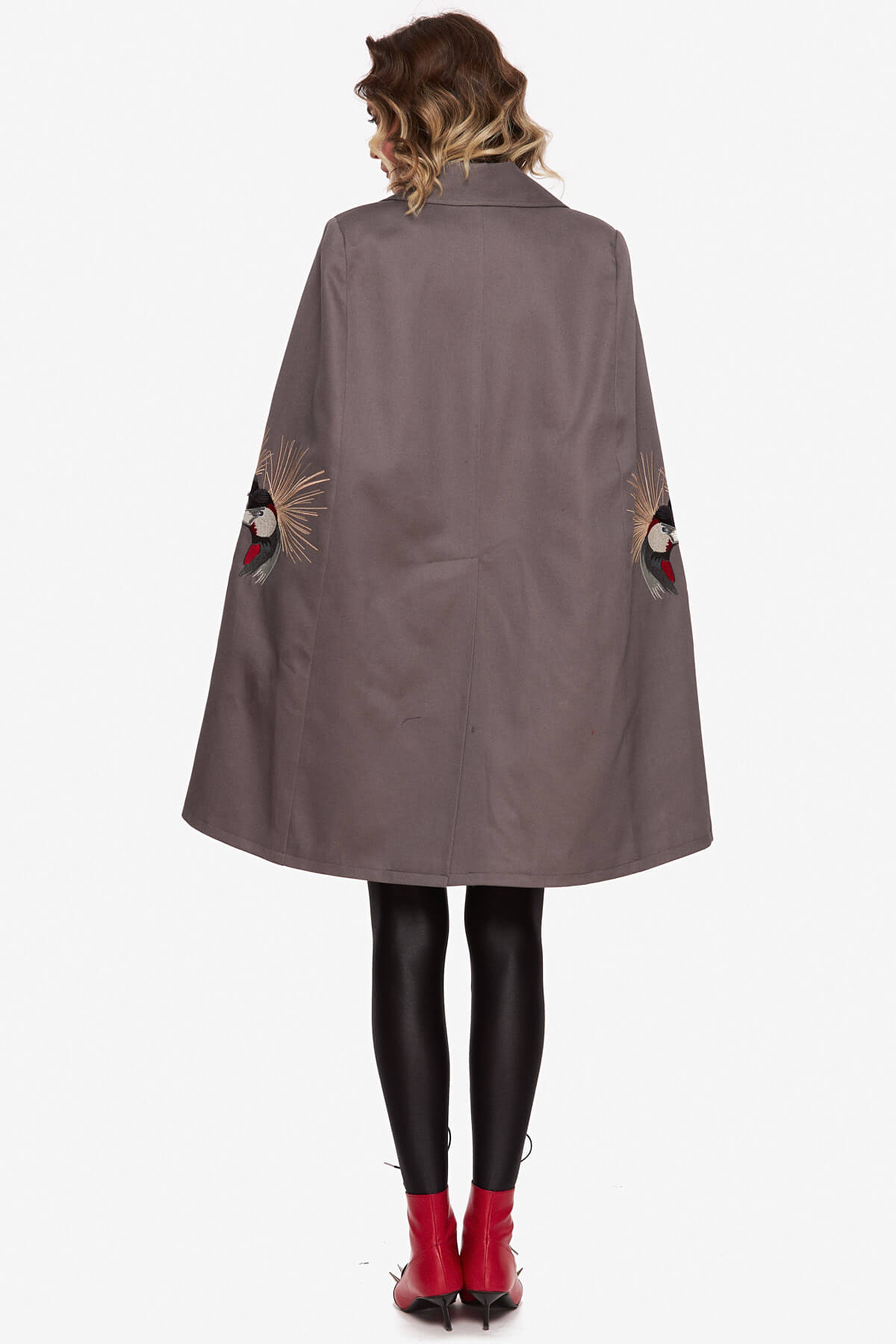 Gray "Crowned Crane" Cape Jacket - Image 7