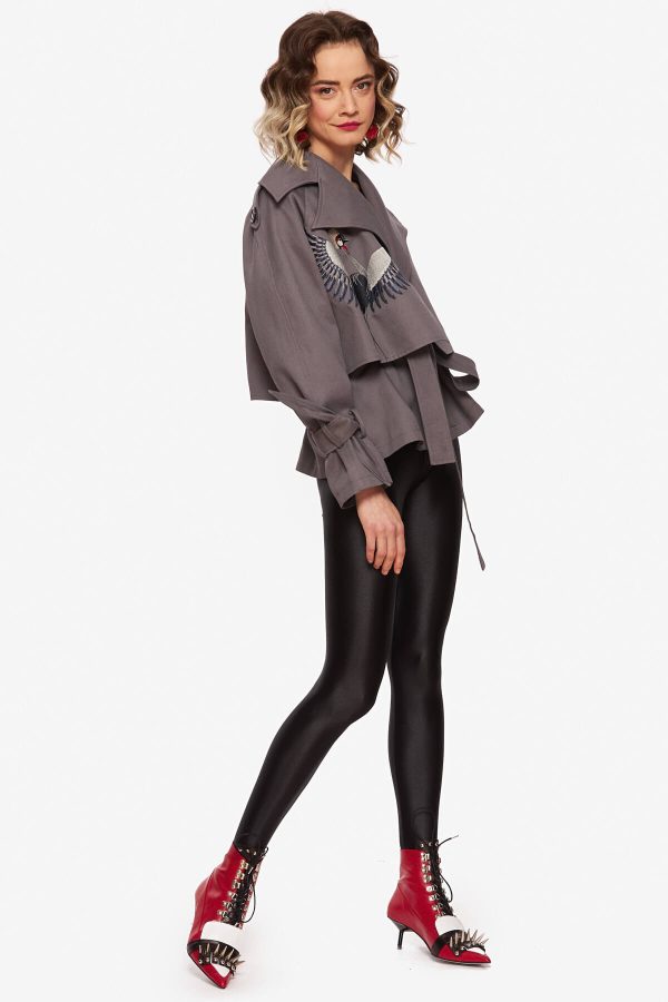 Gray "Crowned Crane" Jacket