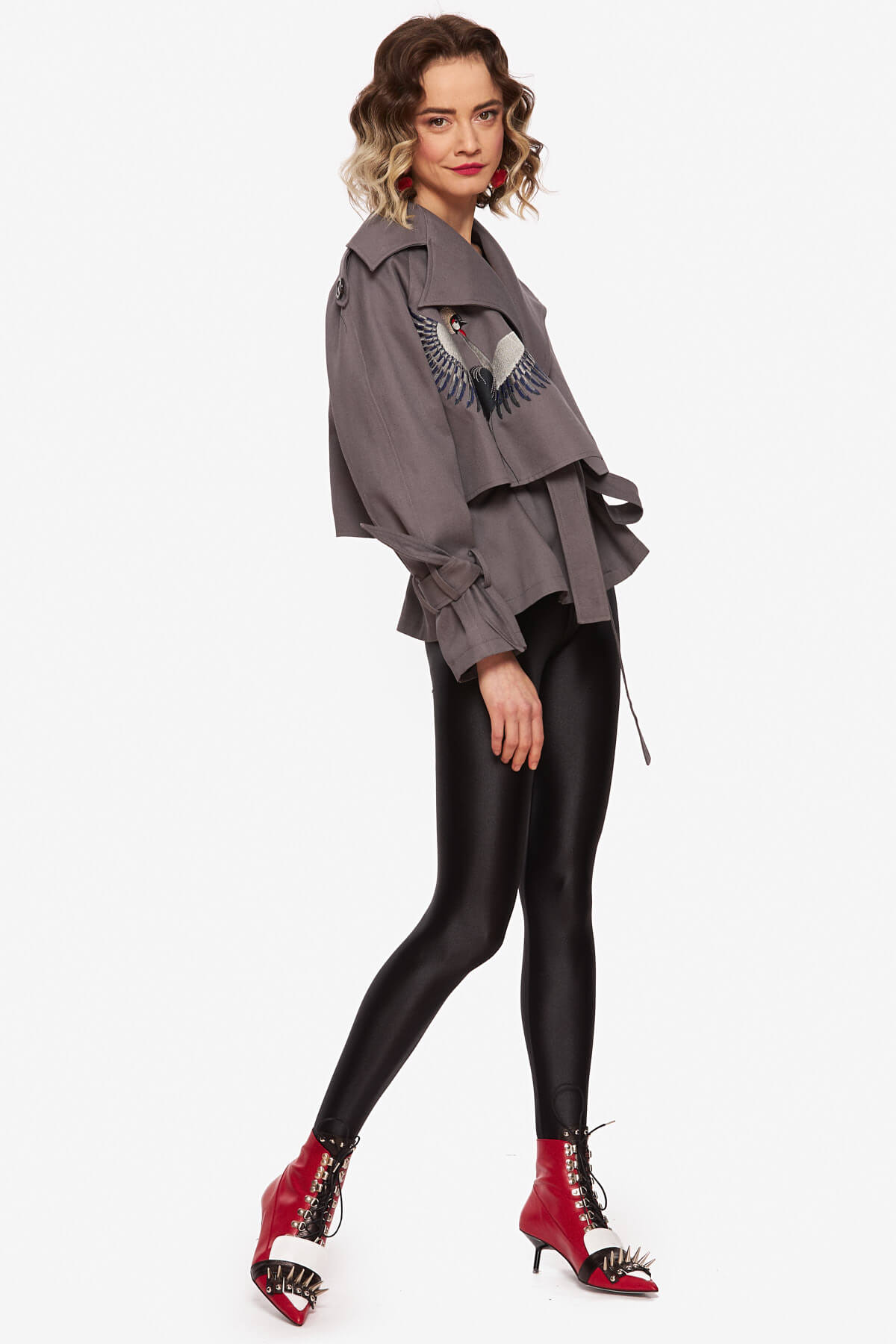 Gray "Crowned Crane" Jacket