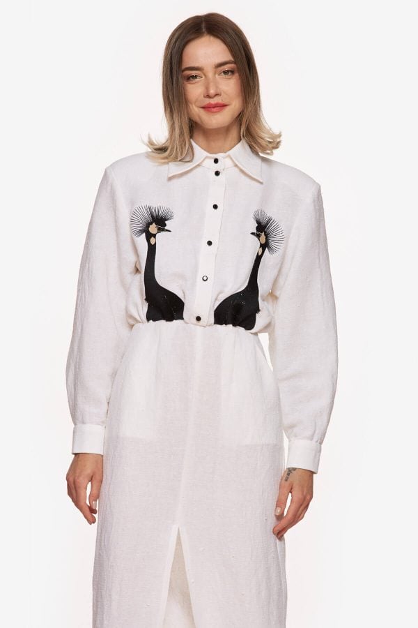 Crowned Crane Collar Dress