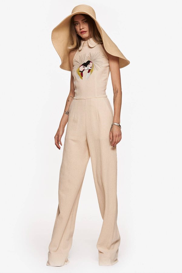 Crowned Crane Retro Jumpsuit