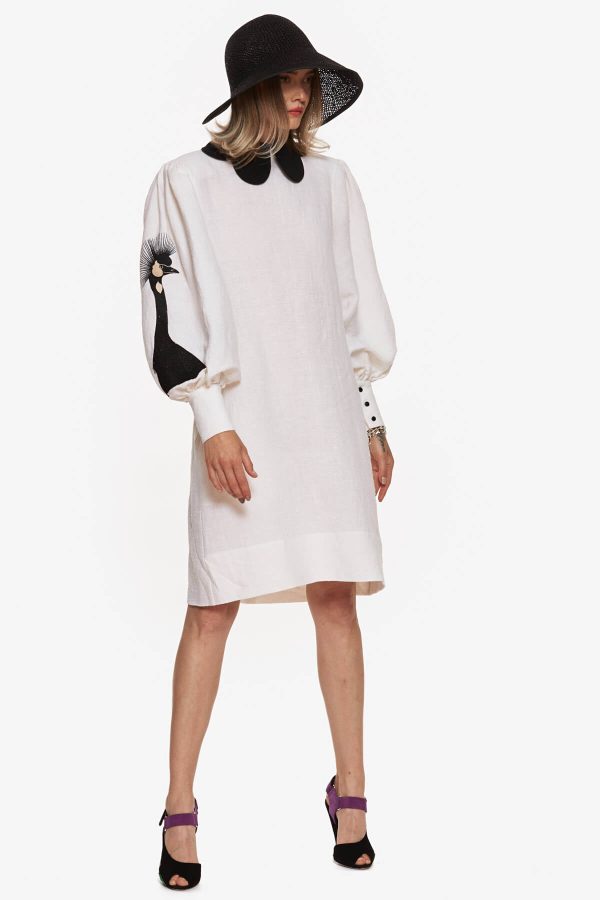 White Crowned Crane Dress