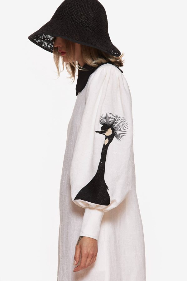 White Crowned Crane Dress