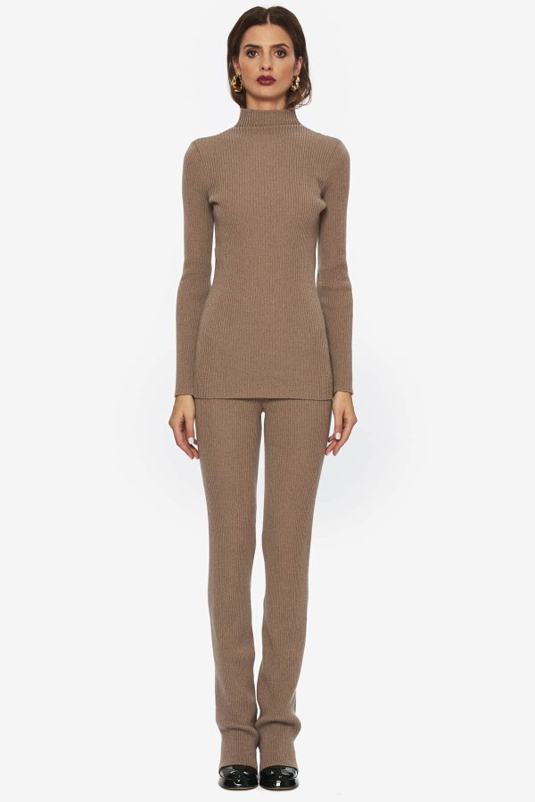 Beige Turtleneck Top