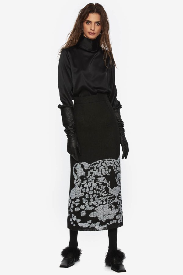 Hand-Embroidered Cheetah Skirt