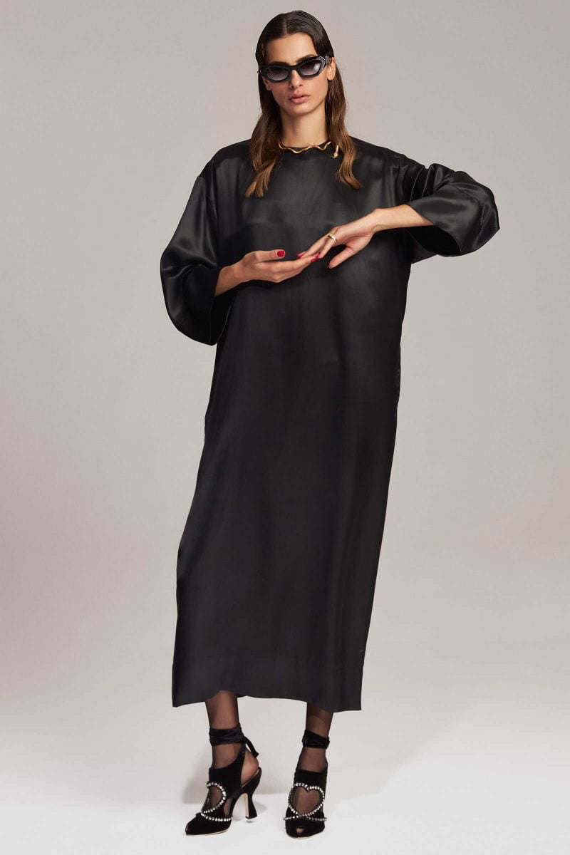 Black Oversized Silk Dress