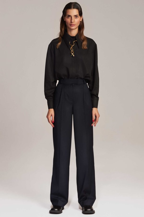Dark Blue Straight-Leg Pant
