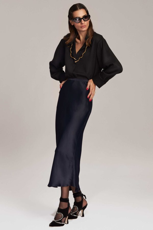 Dark Blue Viscose Skirt