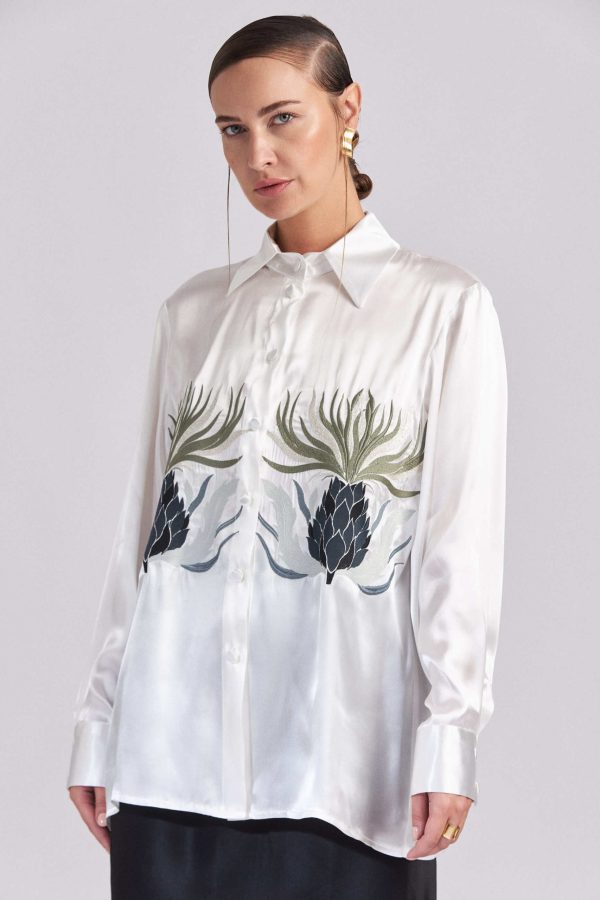 Art Deco Embroidered Silk Shirt