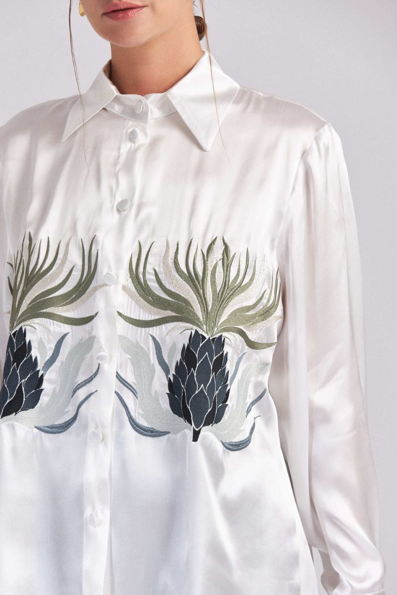 Art Deco Embroidered Silk Shirt
