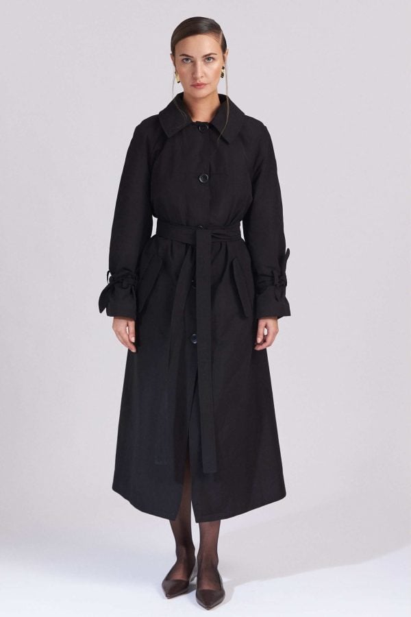 Belted Black Trench Coat