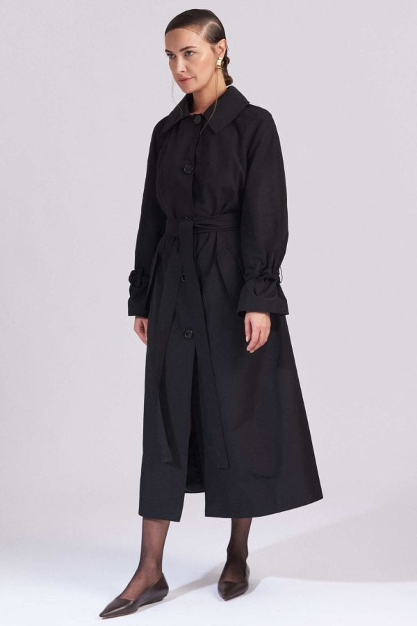 Belted Black Trench Coat