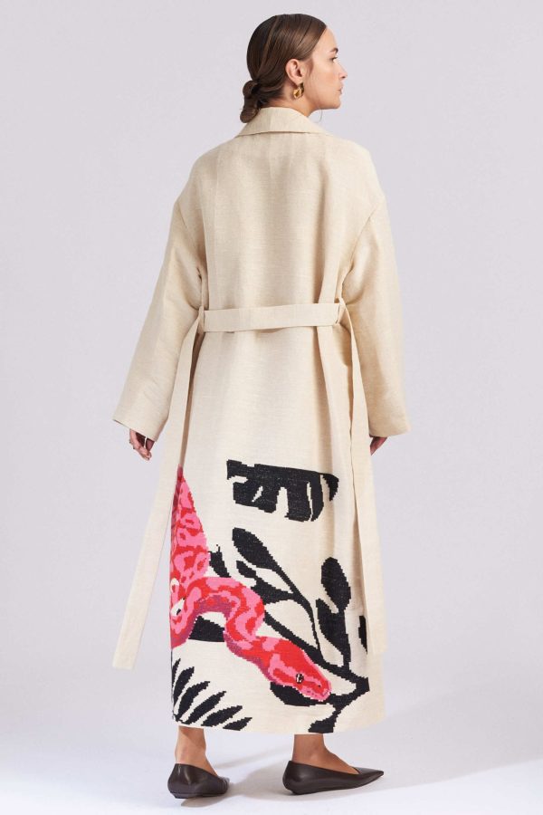 Hand Embroidered Pink Snake Coat