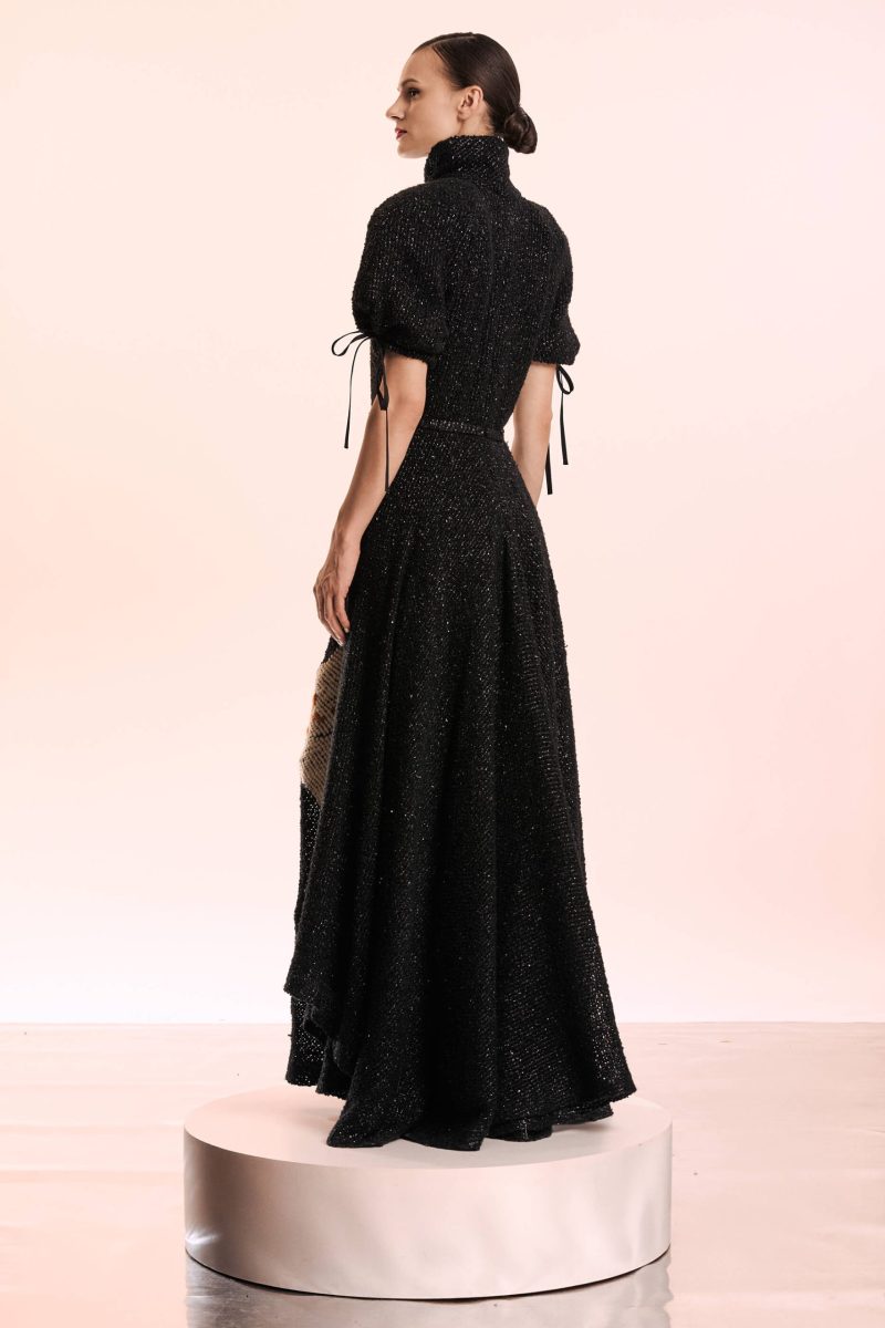 chinese dress ladies Self-Portrait - Black Sequin Boucle Satin Maxi Dress main image 0