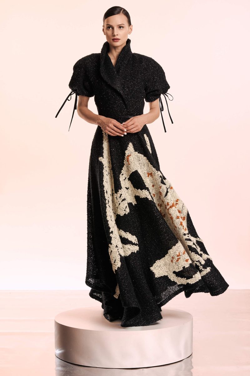 Boucle Maxi Dress with Puff Sleeves - BOL Boucle Maxi Dress with Puff Sleeves - BOL